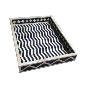 Eco Friendly Bone Inlay Polished Finish Restaurant Use Serving Tray with Solid Design and Storage Crescent Crafts - Product Image 1