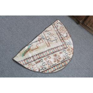 Vintage 2.5x1.5 ft Rug, Turkish Rug, <b>Brown</b> Polka dot Rug <b>Wool</b> - Product Image 4