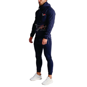 Sudadera con capucha y cremallera de cuarto flexible de chándal de alta calidad para hombre con logotipo impreso personalizado y pantalones de chándal para uso en el gimnasio - Product Image 5