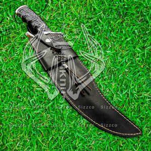 Couteau Bowie D2 en acier fait à la main-Couteau de chasse professionnel avec gaine en cuir, poignée ergonomique, cadeau idéal pour l'extérieur - Product Image 2
