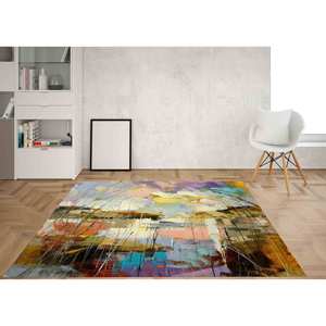 Tapis à motif de paysage abstrait : Tapis moderne antidérapant, tapis fin non tissé - Product Image 1