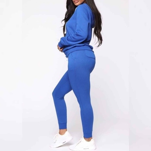 Chándal de gran tamaño de algodón grueso de dos piezas en blanco para correr, traje liso, conjunto de sudaderas con capucha, ropa deportiva de moda - Product Image 2