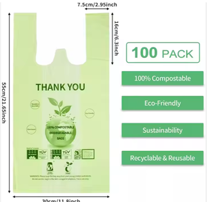 Sacs à provisions réutilisables avec logo personnalisé, sacs d'emballage d'épicerie en plastique compostable entièrement imprimés, échantillons gratuits, sacs pour t-shirts - Product Image 1