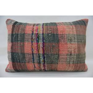 16x24 pulgadas Multicolor lana Kantha Patchwork tartán almohada acogedora y elegante acento almohada con patrón de tejido Vintage - Product Image 1