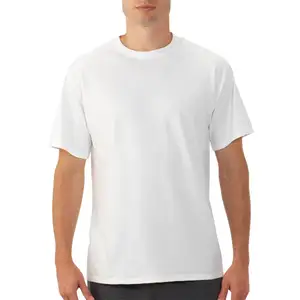 Yüksek kaliteli rahat yumuşak pamuklu T-Shirt düzenli Fit kaburga yaka yuvarlak boyun erkekler T-Shirt özelleştirilebilir baskılı T Shirt