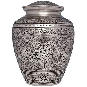 Urna Funeraria de Latón Dorado de Tamaño Mediano para Adultos, Urnas de Lujo con Esmalte Blanco para Seres Queridos, Urna Funeraria Metálica Artesanal en Venta - Product Image 4