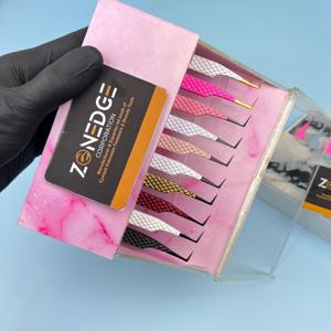 Juego de herramientas de belleza de acero inoxidable de diferentes colores, pinzas altas, agarre suave, punta de diamante, extensión de pestañas, volumen de cejas, uso - Product Image 4