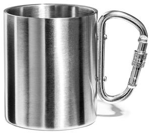 Portable Stainless Steel <b>Double</b> <b>Wall</b> Travel <b>Mug</b> Pot With Carabiner for Camping Backpacking Camping Survival Coffee Tea Milk Cup - Product Image 1