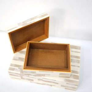 Boîte à bijoux en bois de palissandre à motifs à carreaux et rayés, boîte à trésors pour cadeaux, vente en gros, TIMELESS CRAFT TC-683 - Product Image 2