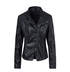 Chaqueta de motorista de cuero real OEM para mujer, abrigo de piel de oveja estilo motocicleta de invierno ajustado personalizado, venta directa de fábrica - Product Image 2