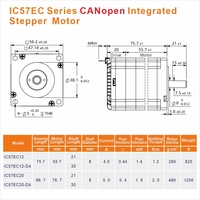 Moteur pas à pas intégré NEMA 23 avec driver, protocole CANopen, 1.2N.m, 2N.m, 3N.m, pour applications médicales, AGV/AMR, machines d'emballage, CNC