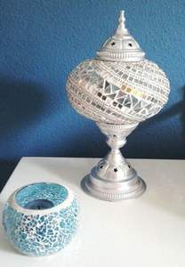 Elegant Aluminum Mosaic <b>Lamp</b> For Living <b>Room</b> Decor Creating Warm Ambient Lighting With Artistic Handcrafted Design - Product Image 3