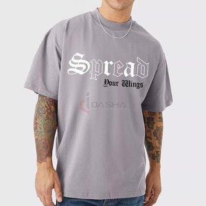 Drop Shoulder Plain 100% algodón estampado gráfico personalizado Casual Streetwear Tee fabricante de alta calidad - Product Image 2