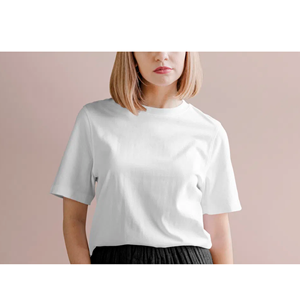 NOVEDAD DE VERANO 2023, Camiseta de algodón con estampado suave de rizo de tamaño completo para mujer, 100% algodón, cuello redondo, estilo Formal - Product Image 3