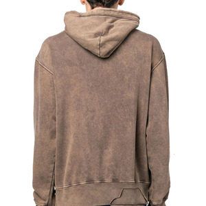 Tallas grandes Pullovr Hombres Desgastado Lavado ácido French Terry Pullover Sudadera con capucha hecha de 100% algodón Sudadera con capucha unisex - Product Image 2