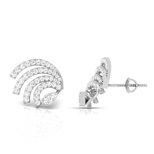 Boucles d'oreilles en argent serties de diamants avec un design moderne en plumes, bijoux élégants, boucles d'oreilles à clous en moissanite pour femmes - Product Image 2