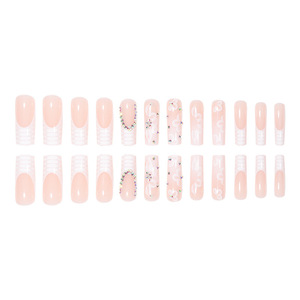 Fábrica al por mayor 24 piezas ABS <span class=keywords><strong>uñas</strong></span> postizas flor francesa arte Prensa en <span class=keywords><strong>uñas</strong></span> <span class=keywords><strong>con</strong></span> caja de embalaje lima de <span class=keywords><strong>uñas</strong></span> - Product Image 4