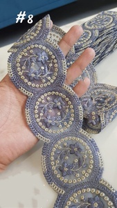 Rubans et lacets brodés à la machine de luxe de 2 pouces de diamètre sur mesure en gris foncé divers designs de lacets cutwork - Product Image 5