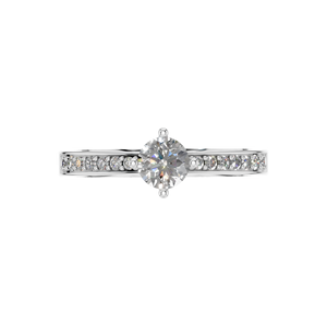 Bague de fiançailles et de mariage classique en moissanite taille brillant VVS D, pierres latérales d'accentuation, plaqué rhodium, argent sterling 925 - Product Image 3