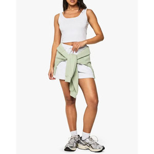 Conjuntos de pantalones cortos de dos piezas personalizados, conjuntos de pantalones cortos de algodón 100% y camisetas sin mangas, traje de jogging para mujer, conjuntos cortos de dos piezas - Product Image 3