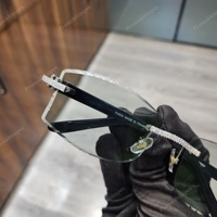 Lunettes de soleil pour hommes de qualité supérieure, monture en acier inoxydable avec verre transparent, diamants Moissanite VVS D, verres anti-reflets, teinte verte