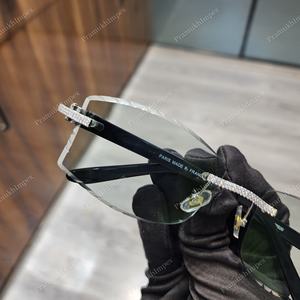 Highest Quality VVS D Moissanite Diamond Studded Transparent Green Shades <b>Men</b> Women Sunglasses Fashionable Luxury Hiphop Jewelry - Product Image 2