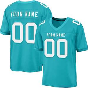 Vente en gros de maillots de football américain personnalisables tissu en maille respirant séchage rapide polyester transfert de chaleur imprimé court grande taille - Product Image 4