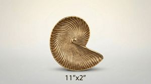 Tazón de Concha de Nautilus de Aluminio Hecho a Mano, Ecológico, Forma Ovalada, Acabado Dorado Antiguo, Centro de Mesa Decorativo para Fiestas - Product Image 4