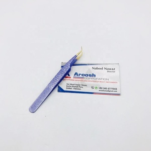 Applicateur professionnel d'outils de maquillage de poignée de diamant 45 degrés pointe d'or pince à épiler d'extension de cils en acier inoxydable violet pointu - Product Image 6