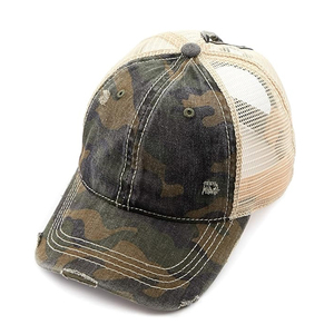 หมวกเบสบอลผ้ายีนส์ทรงหางม้าปรับได้ลายพรางพิมพ์ลายพราง - Product Image 1