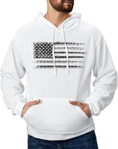 Sweats à capuche graphiques pour hommes USA Flag American Patriotic Long Sleeve Pocket Pullover Sweatshirts - Product Image 3