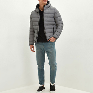 2026 Detachable Custom Embroidery Logo Men's Hooded Warm Outdoor Winter <b>Canvas</b> Puffer Quilted Padded Bubble <b>Jacket</b> - Product Image 4