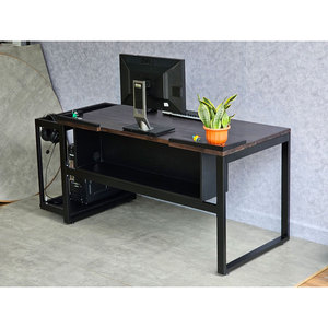 160x70cm <b>Computer</b> <b>Desk</b> with Solid Wood Speaker Stand Acacia Wood and Iron Legs Assembly Required for Hotel Use Model COD68057 - Product Image 6