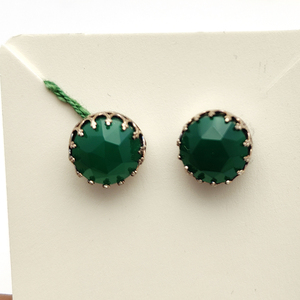 Onyx verde natural 12mm redondo 925 plata esterlina diseñador Stud pendientes 5,2 GMS hecho a mano joyería fina piedras preciosas mujeres pendientes - Product Image 5