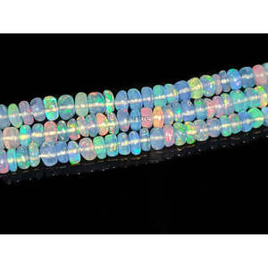 Perles lisses en opale bleue lavande, perles éthiopiennes en vrac pour la fabrication de bijoux - Product Image 1