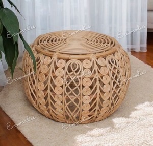 Meubles durables uniques Table basse en rotin élégant tabourets pouf en bambou meubles en bambou pour Console d'incrustation d'os de jardin - Product Image 3