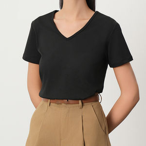 เสื้อยืดคอวีระบายอากาศสำหรับผู้หญิงเสื้อยืดคอวีสวมใส่สบายโลโก้ตามสั่ง - Product Image 5