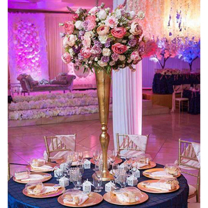 Vase à fleurs en métal argenté, support de fleurs pour la maison et les tables de mariage, décorations élégantes pour les tables de mariage, centre de table - Product Image 3