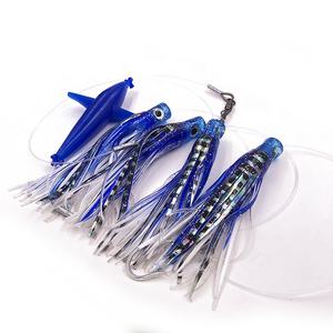 Vente en gros OEM 5 pouces oiseau de mer en plastique dur <span class=keywords><strong>et</strong></span> 6 pouces doux tête plate eau salée péage leurre de pêche teaser Daisy Chains attirail - Product Image 4