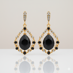 Pendientes de Ónice Negro con Circonita Cúbica en Forma de Pera para Mujer, Plata de Ley 925, Chapados en Oro de 18K, Joyería con Piedras Preciosas, Regalo - Product Image 6