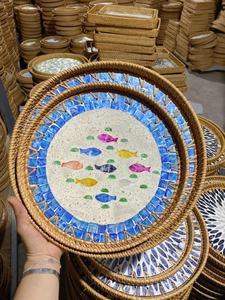 HOT TREND Bandeja de servicio de ratán ecológica con asas Set Forma personalizable para mesas de café Cama Artículos de cocina al por mayor - Product Image 4