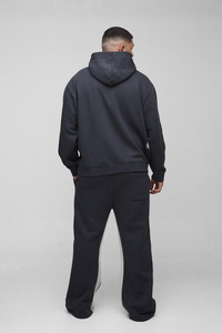 Ensemble de survêtement sérigraphié de qualité supérieure 100% coton 400 GSM, pantalon évasé surdimensionné et sweat à capuche zippé, survêtement d'hiver pour homme - Product Image 3