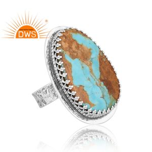 แหวนอัญมณีเทอร์ควอยซ์คิงแมนเงินสเตอร์ลิงออกซิไดซ์ได้รับความนิยมล่าสุดผู้ผลิตเครื่องประดับตามความต้องการ - Product Image 2