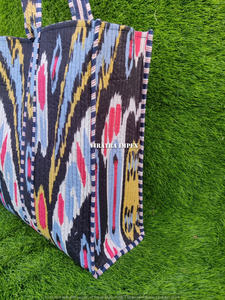 Sac fourre-tout réversible Boho fait à la main 100% coton écologique durable grand imprimé Animal floral multicolore robuste pour l'épicerie - Product Image 3