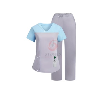 Customized High Quality Medical Hospital <b>Scrub</b> Uniforms V-neck Nurses <b>Scrubs</b> <b>Sets</b> For Women. - Product Image 1