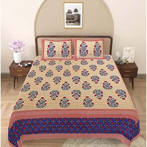 Blue <b>Floral</b> 240 TC 100% Cotton Super King Bedsheet with 2 Pillow Covers 3-Piece Set (SHKV1081) - Product Image 2