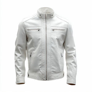 Veste en cuir à col montant pour homme, veste de motard en cuir véritable, veste en cuir PU pour homme, veste de rue pour homme - Product Image 2