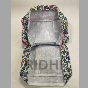 Customizable Eco-Friendly Large Cotton <b>Quilted</b> Wild Flower Travel for <b>Bag</b> Handle Zipper Floral Print Cosmetic Organizer - Product Image 6