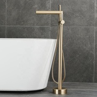 Ensemble de robinetterie de bain Azeta pour eau chaude et froide, mitigeur de douche et baignoire à poser au sol, en laiton, avec robinet cascade à poignée unique