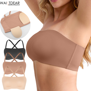<span class=keywords><strong>Sujetador</strong></span> <span class=keywords><strong>Bandeau</strong></span> Antideslizante Waistdear para Mujer, Tallas Grandes, Copas Moldeadas Fijas, <span class=keywords><strong>Sin</strong></span> <span class=keywords><strong>Tirantes</strong></span>, Transpirable, Elástico, Ligeramente Forrado, Tipo Camiseta - Product Image 1